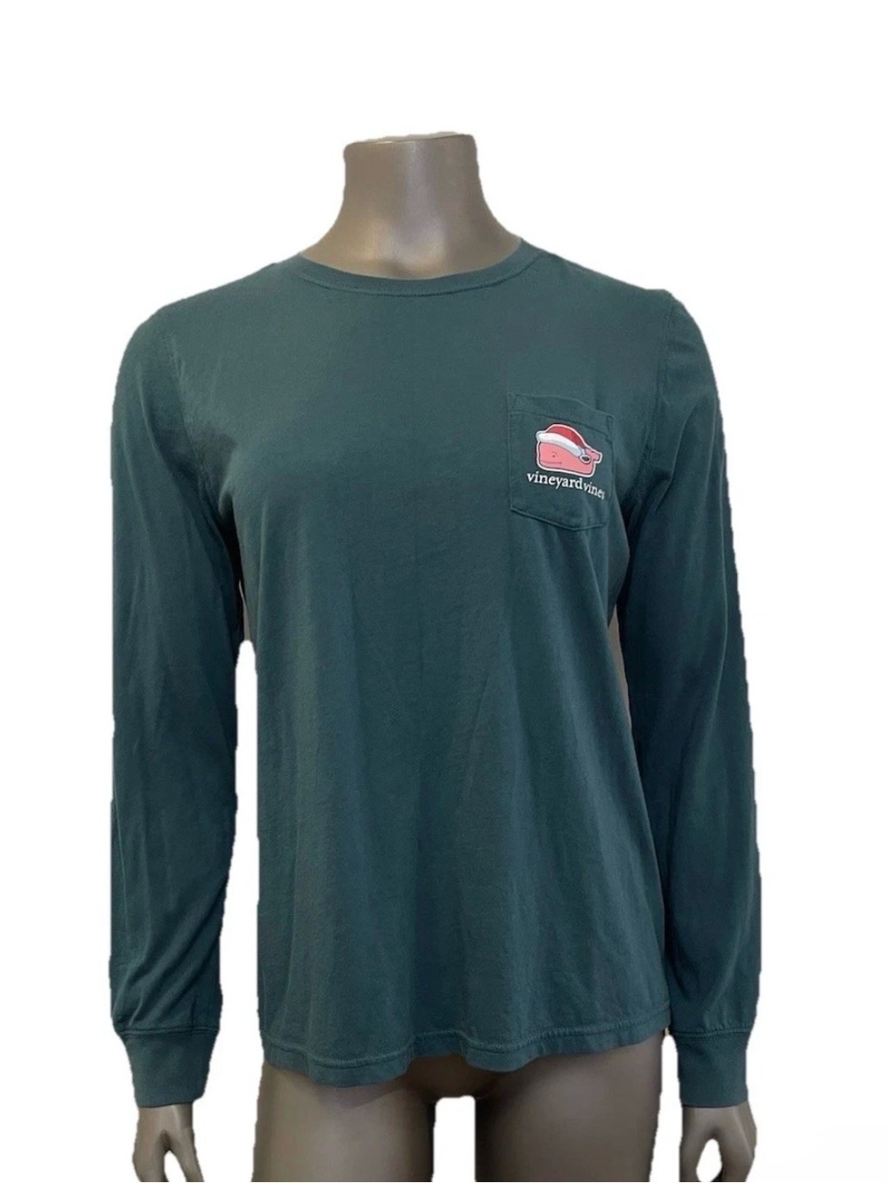Vineyard Vines Top Women’s M Green Long Sleeve Christmas Whale Nautical Cotton
